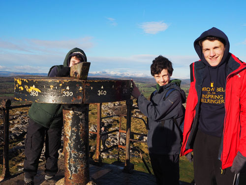 Using gadget on top of hospice to line up fells and landmarks based on their bearing