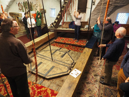 Ringing the 6 bells - Iwan trebles to touch of Grandsire doubles inside the characterful Cartmel Priory ringing room